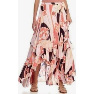 Free People Women’s XS Bring Back Summer High-Low Tiered Maxi Skirt Cotton